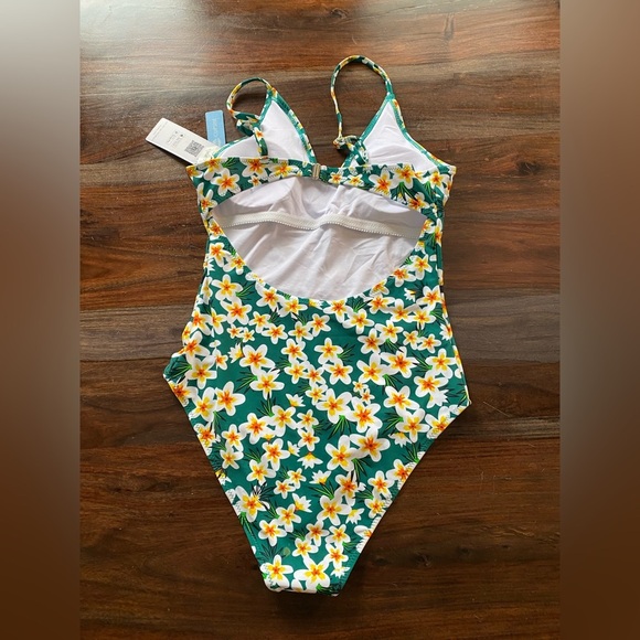 Cupshe Retro Floral Green and Yellow One-Piece Swimsuit - Picture 5 of 5